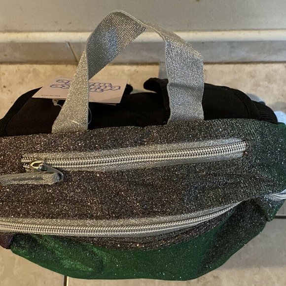 More Than Magic 16.5" Girls Backpack Glitter Canvas - Black Silver School Bag - Picture 2 of 5